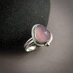 Rose-cut lavender chalcedony ring in sterling silver by Mikel Grant Jewellery.  Size 8.5