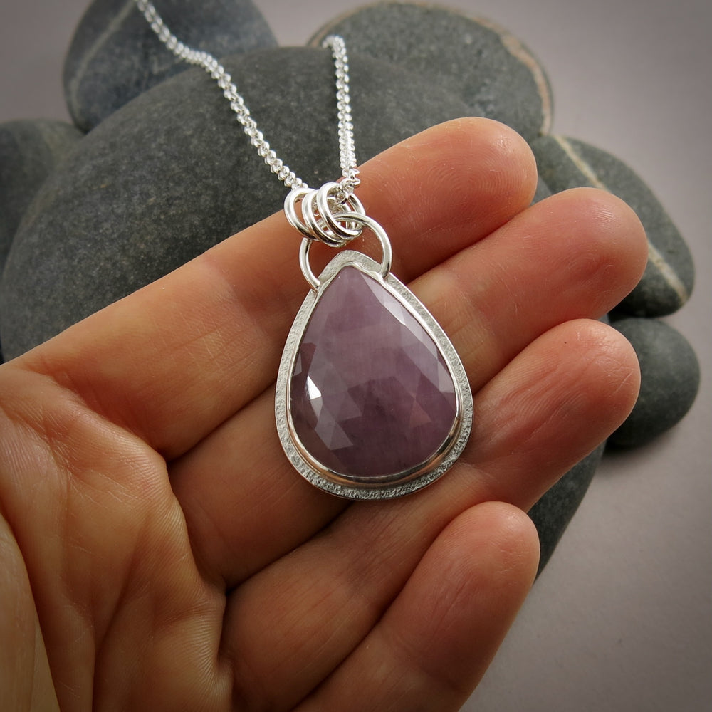 Lavender Sapphire Teardrop Pendant  • Sterling Silver