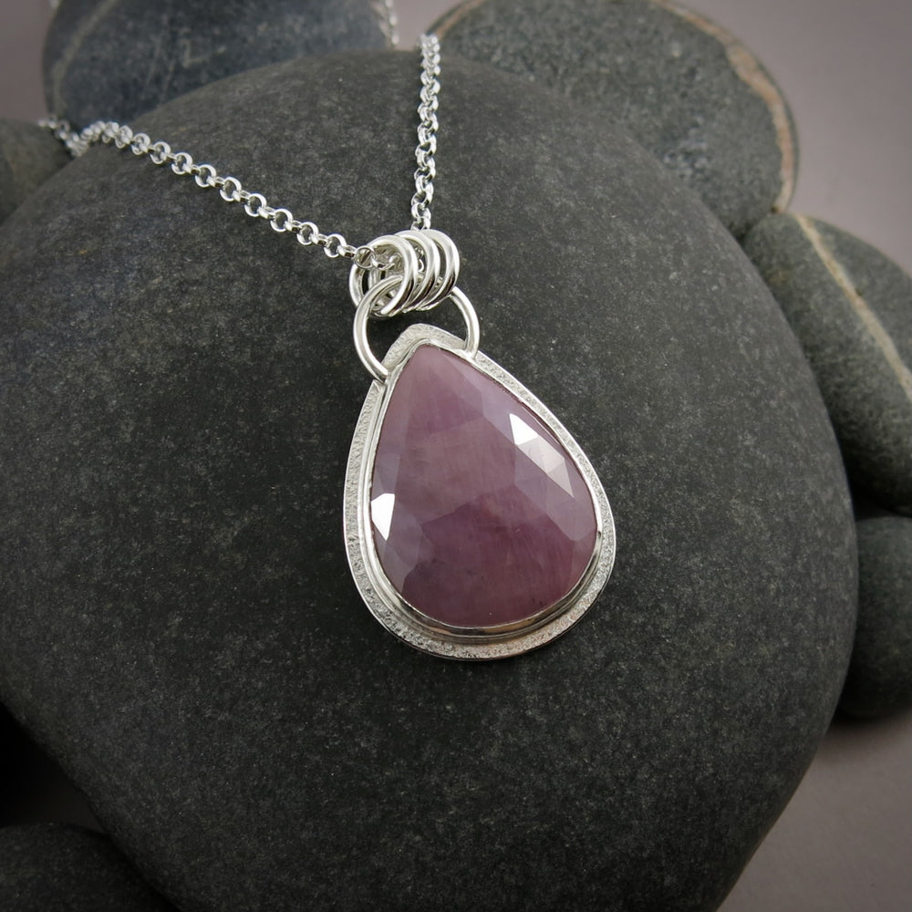 Lavender Sapphire Teardrop Pendant  • Sterling Silver