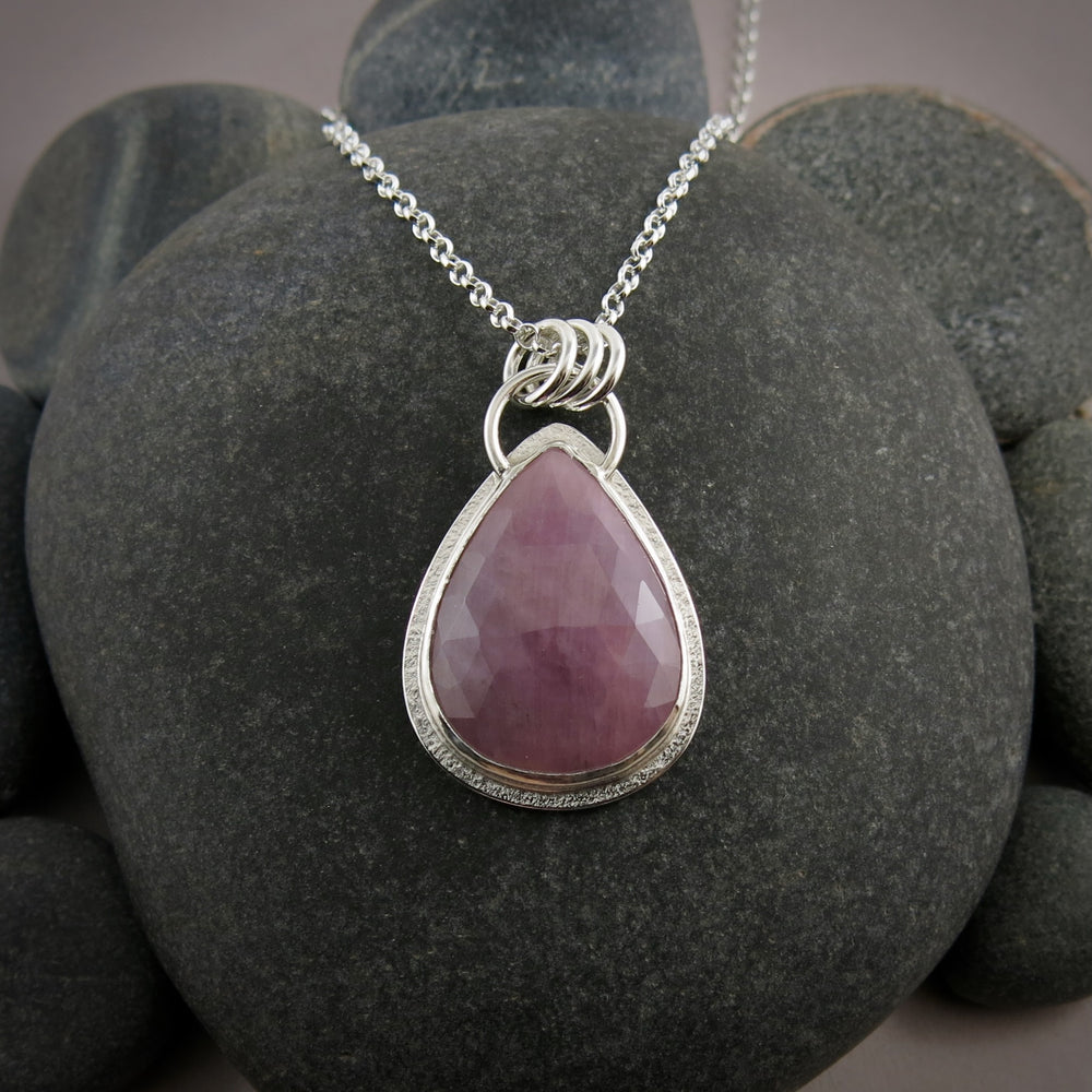 Lavender Sapphire Teardrop Pendant  • Sterling Silver