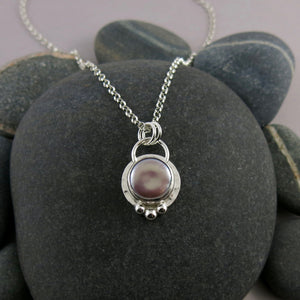 Lilac coin pearl necklace in sterling silver by Mikel Grant Jewellery