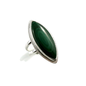 Malachite Halo Ring in Sterling Silver by Mikel Grant Jewellery