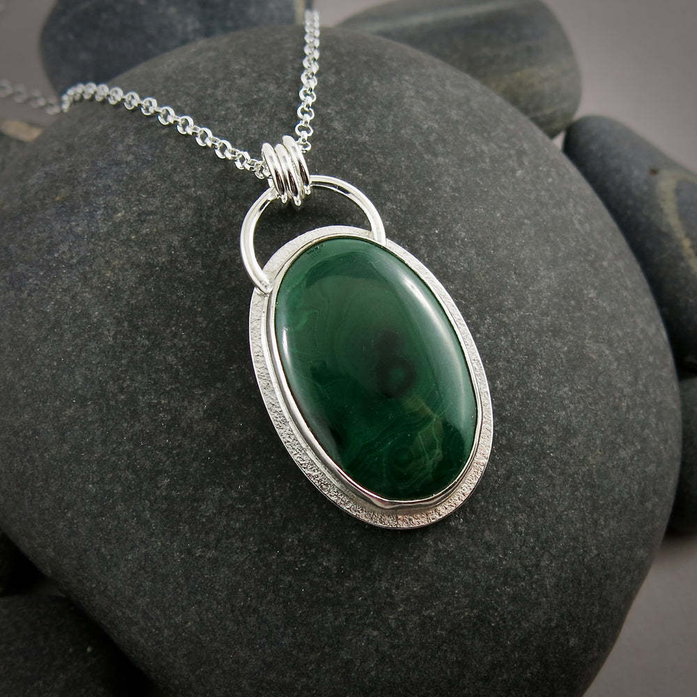 Malachite Necklace in Sterling Silver by Mikel Grant Jewellery