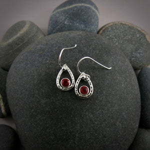 Mexican fire opal raindrop earrings in sterling silver by Mikel Grant Jewellery