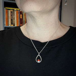 Mexican fire opal raindrop necklace in sterling silver by Mikel Grant Jewellery