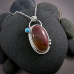 One of a kind Mookaite and turquoise necklace in sterling silver by Mikel Grant Jewellery