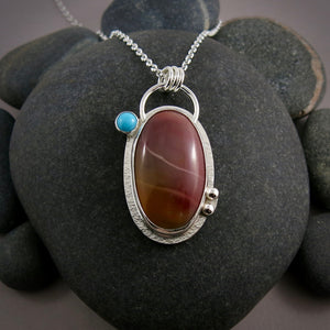 One of a kind Mookaite and turquoise necklace in sterling silver by Mikel Grant Jewellery