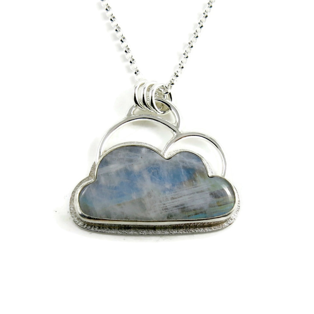 Rainbow moonstone cloud necklace in sterling silver by Mikel Grant Jewellery