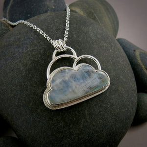 Rainbow moonstone cloud necklace in sterling silver by Mikel Grant Jewellery