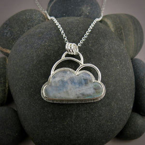 Rainbow moonstone cloud necklace in sterling silver by Mikel Grant Jewellery