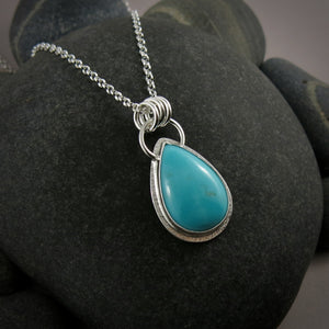 Nevada turquoise teardrop pendant in sterling silver by Mikel Grant Jewellery