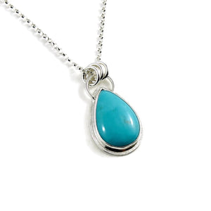 Nevada turquoise teardrop pendant in sterling silver by Mikel Grant Jewellery