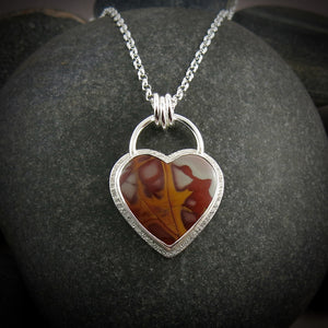 Noreena Jasper Heart Necklace in Sterling Silver by Mikel Grant Jewellery