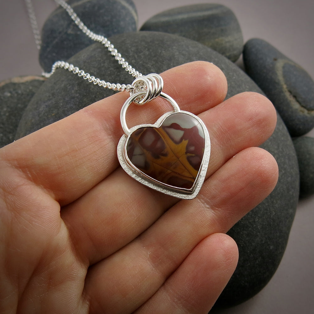 Noreena Jasper Heart Necklace in Sterling Silver by Mikel Grant Jewellery