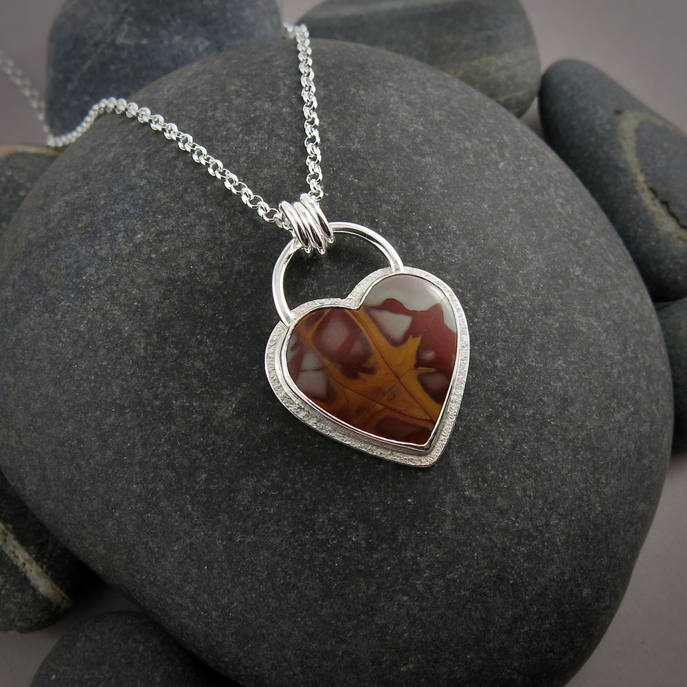 Noreena Jasper Heart Necklace in Sterling Silver by Mikel Grant Jewellery