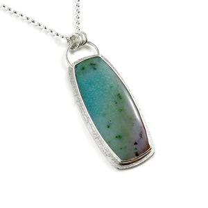 Blue Opalized Fossil Wood Necklace in Sterling Silver by Mikel Grant Jewellery