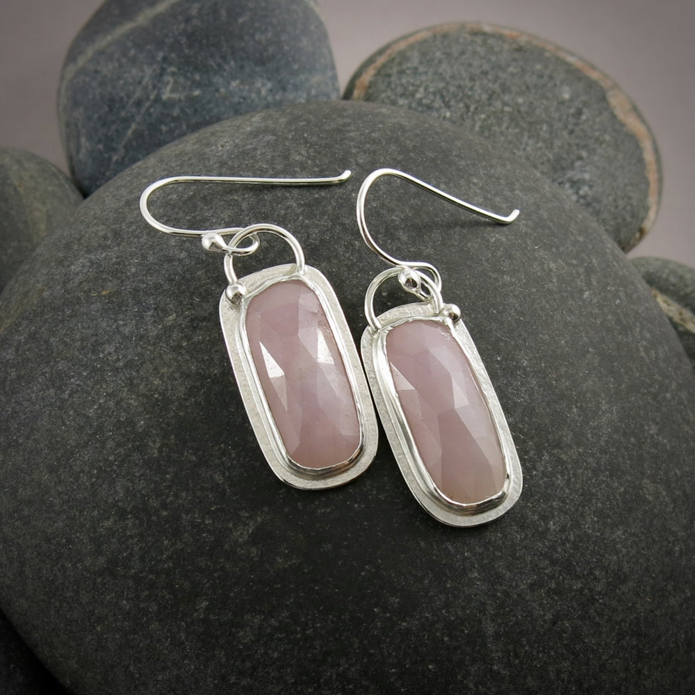 Pale Pink Sapphire Earrings • Sterling Silver