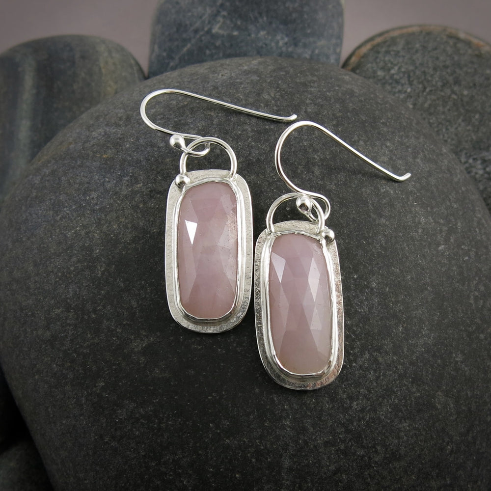 Pale Pink Sapphire Earrings • Sterling Silver