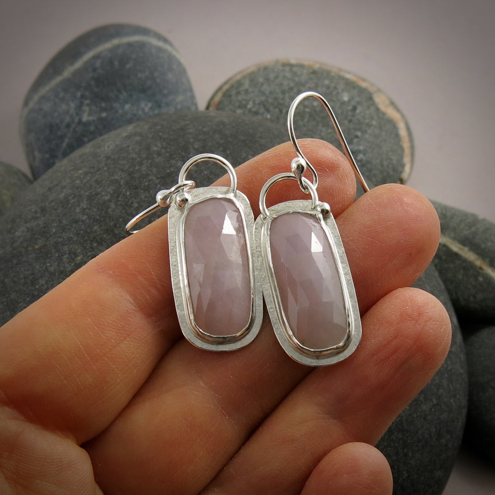 Pale Pink Sapphire Earrings • Sterling Silver