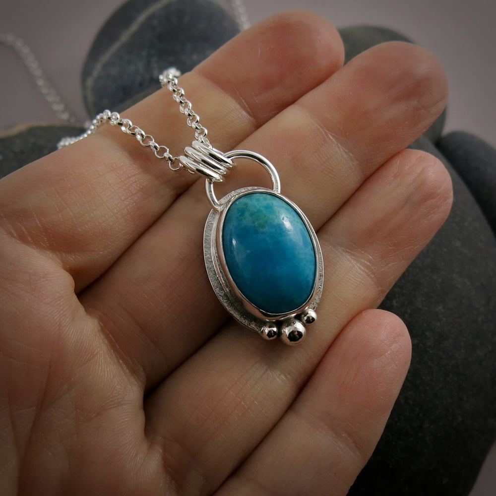 Peruvian blue opalina necklace in sterling silver by Mikel Grant Jewellery