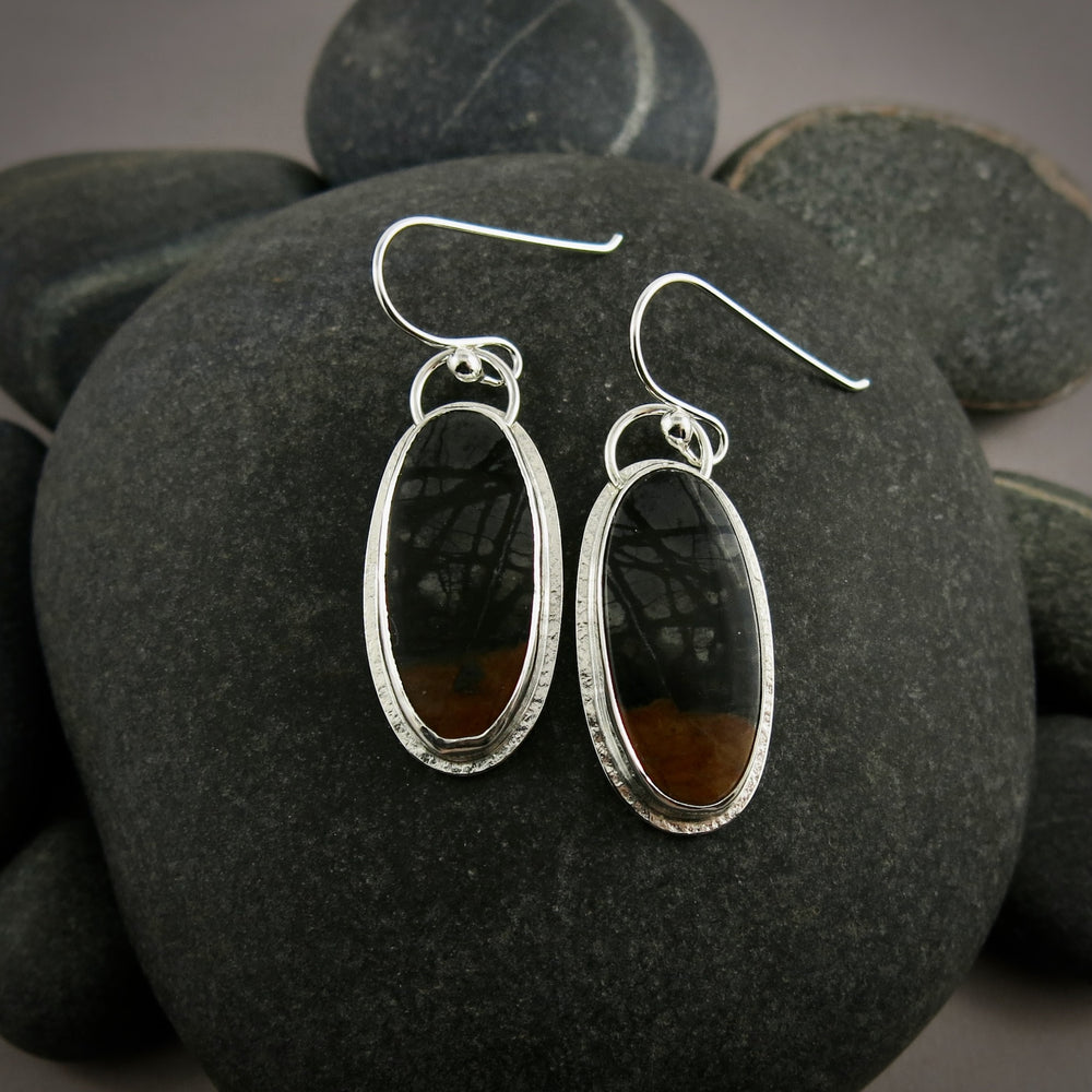 Picasso jasper earrings in sterling silver by Mikel Grant Jewellery