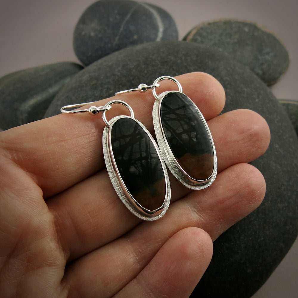 Picasso jasper earrings in sterling silver by Mikel Grant Jewellery