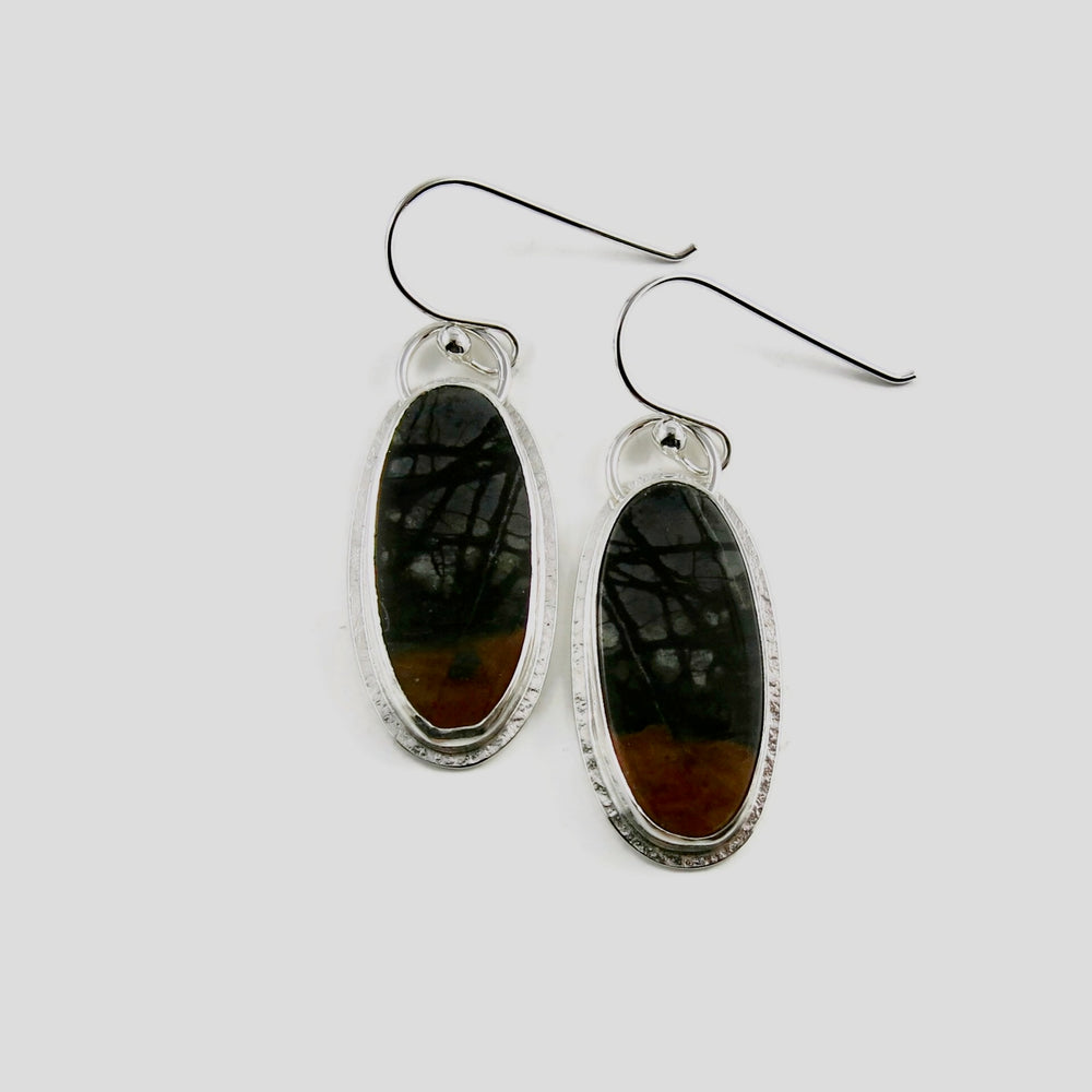 Picasso jasper earrings in sterling silver by Mikel Grant Jewellery