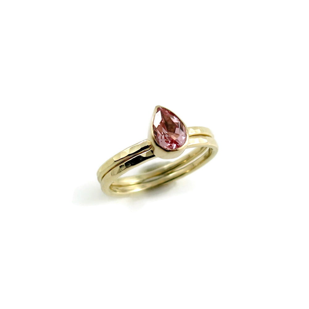 Pink Champagne Sapphire Ring Set in 14K Gold by Mikel Grant Jewellery