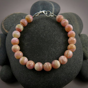 Pink opal gemstone bead bracelet by Mikel Grant Jewellery