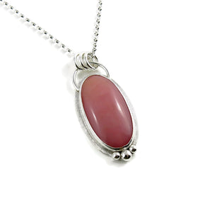 Pink opal halo necklace in sterling silver by Mikel Grant Jewellery