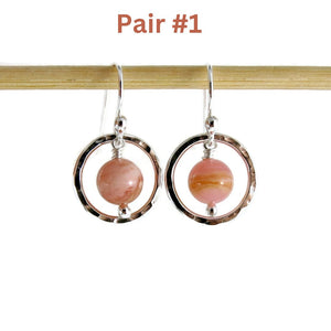 Pink opal nesting circle earrings in sterling silver by Mikel Grant Jewellery