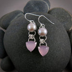 Pink Pearl and Lavender Chalcedony Earrings in Sterling Silver by Mikel Grant Jewellery