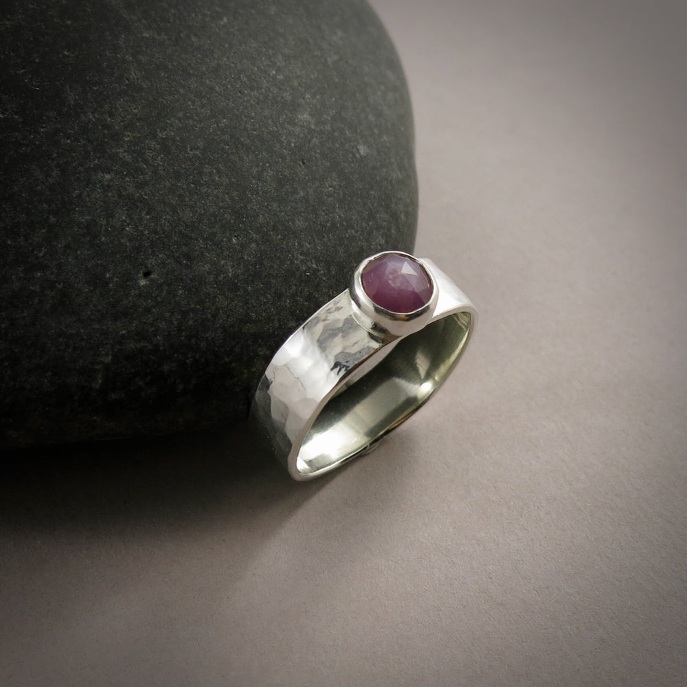Pink Sapphire Ring • Sterling Silver • Size 7