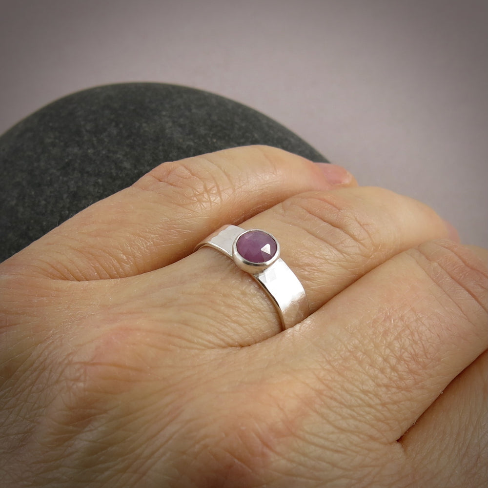 Pink Sapphire Ring • Sterling Silver • Size 9