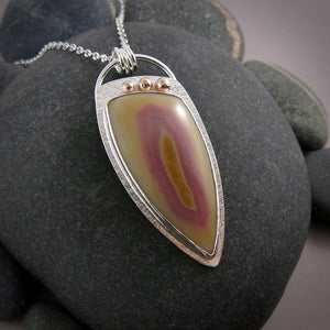 Pink and Yellow Banded Agate Necklace in Sterling Silver with 14K Gold by Mikel Grant Jewellery