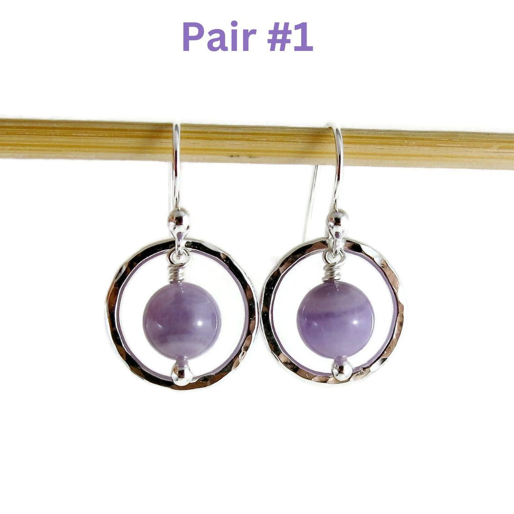 Purple opal nesting circle earrings in sterling silver by Mikel Grant Jewellery