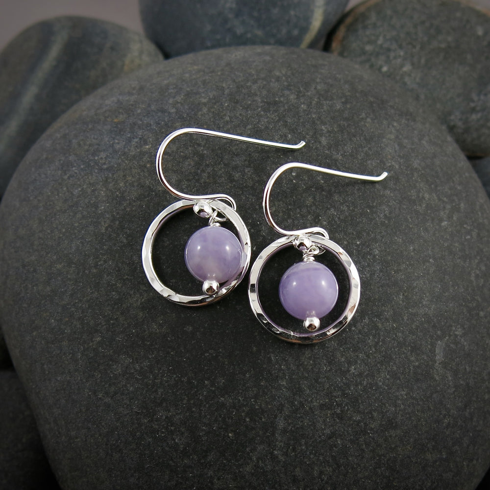 Purple opal nesting circle earrings in sterling silver by Mikel Grant Jewellery