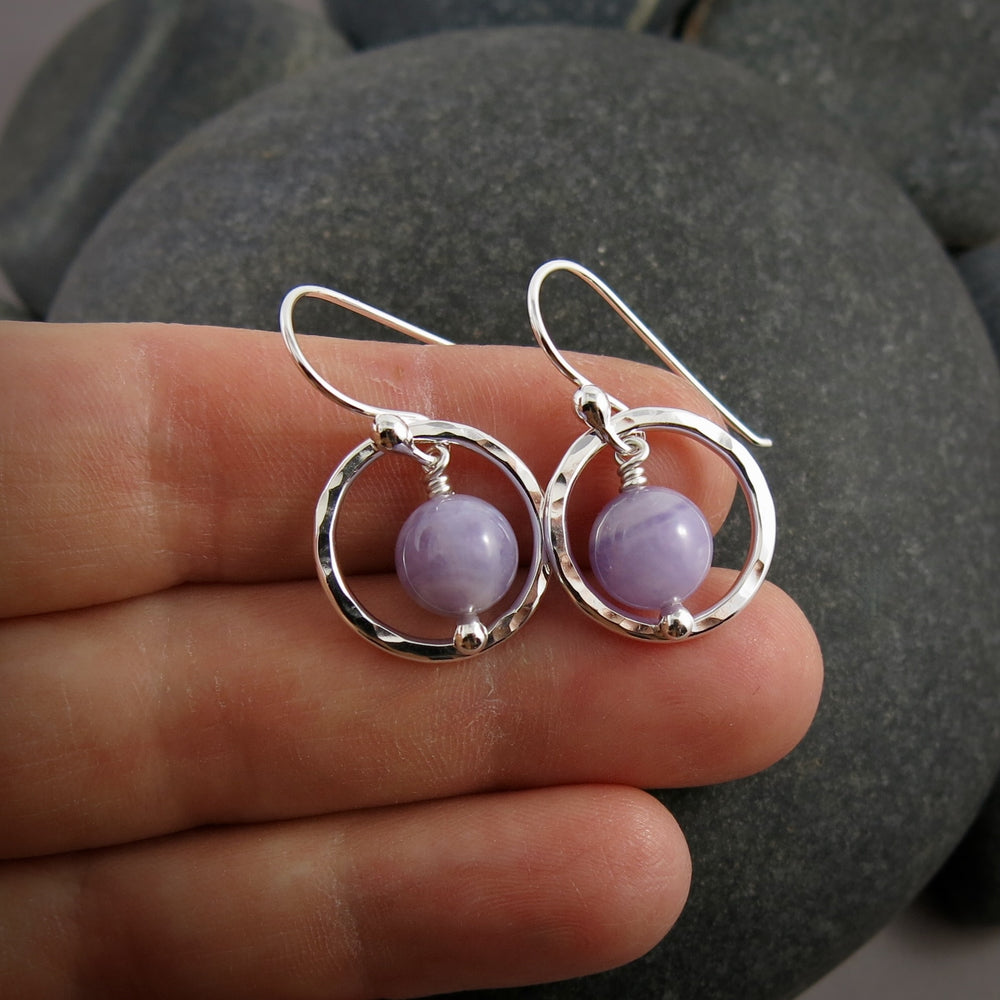 Purple opal nesting circle earrings in sterling silver by Mikel Grant Jewellery