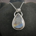 Super Colourful Rainbow Moonstone Pendant  • Sterling Silver