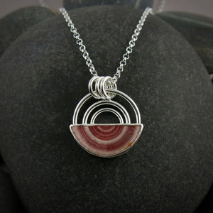 Rhodochrosite rainbow necklace in sterling silver by Mikel Grant Jewellery