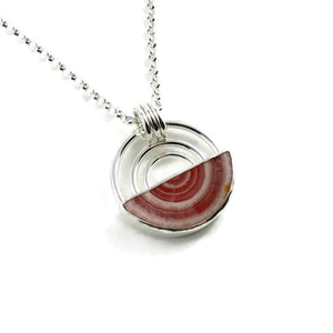 Rhodochrosite rainbow necklace in sterling silver by Mikel Grant Jewellery