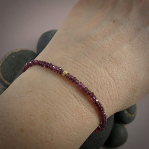 Rhodolite garnet faceted gemstone bead bracelet by Mikel Grant Jewellery