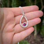 Rhodolite garnet raindrop necklace in sterling silver by Mikel Grant Jewellery