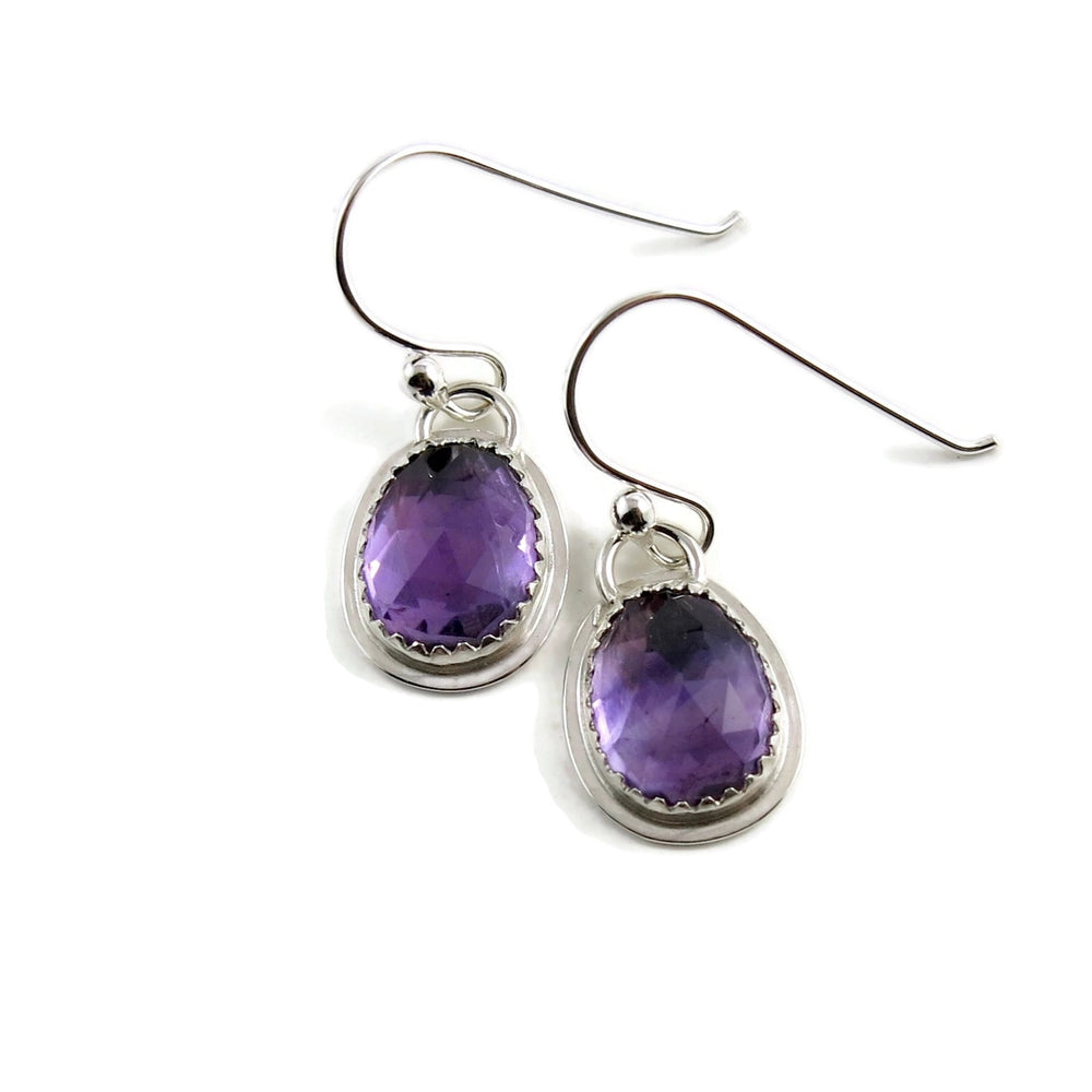 Rose cut amethyst earrings in sterling silver by Mikel Grant Jewellery