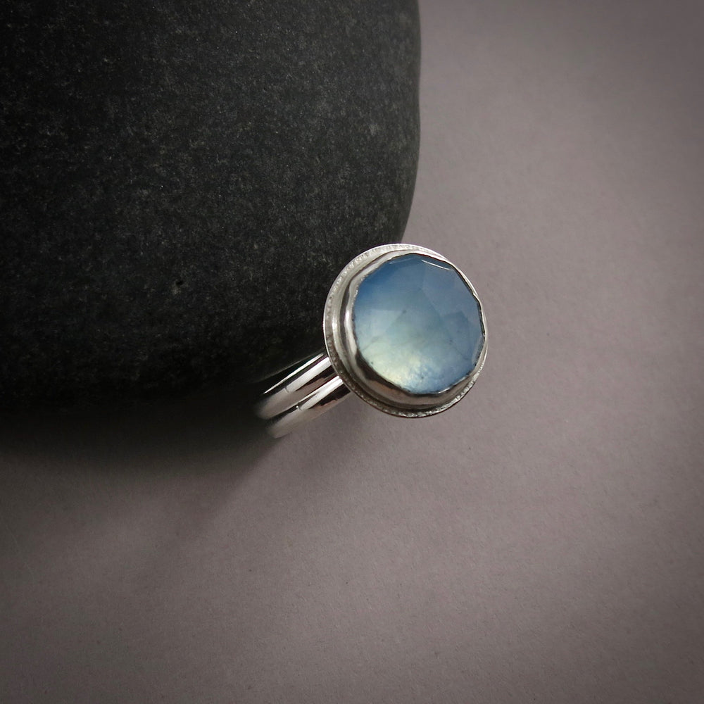 Rose Cut Aquamarine Ring in Sterling Silver by Mikel Grant Jewellery