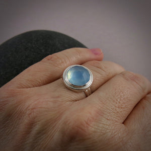 Rose Cut Aquamarine Ring in Sterling Silver by Mikel Grant Jewellery