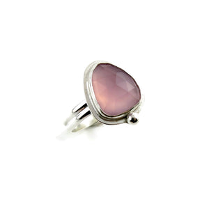 Rose-cut lavender chalcedony ring in sterling silver by Mikel Grant Jewellery.  Size 10.