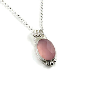 Rose cut rose quartz necklace in sterling silver by Mikel Grant Jewellery