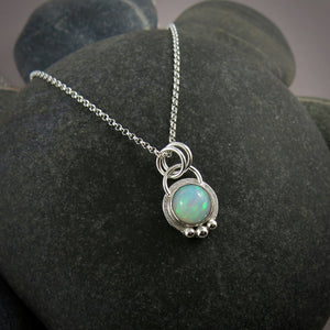 Round Welo opal necklace in sterling silver by Mikel Grant Jewellery