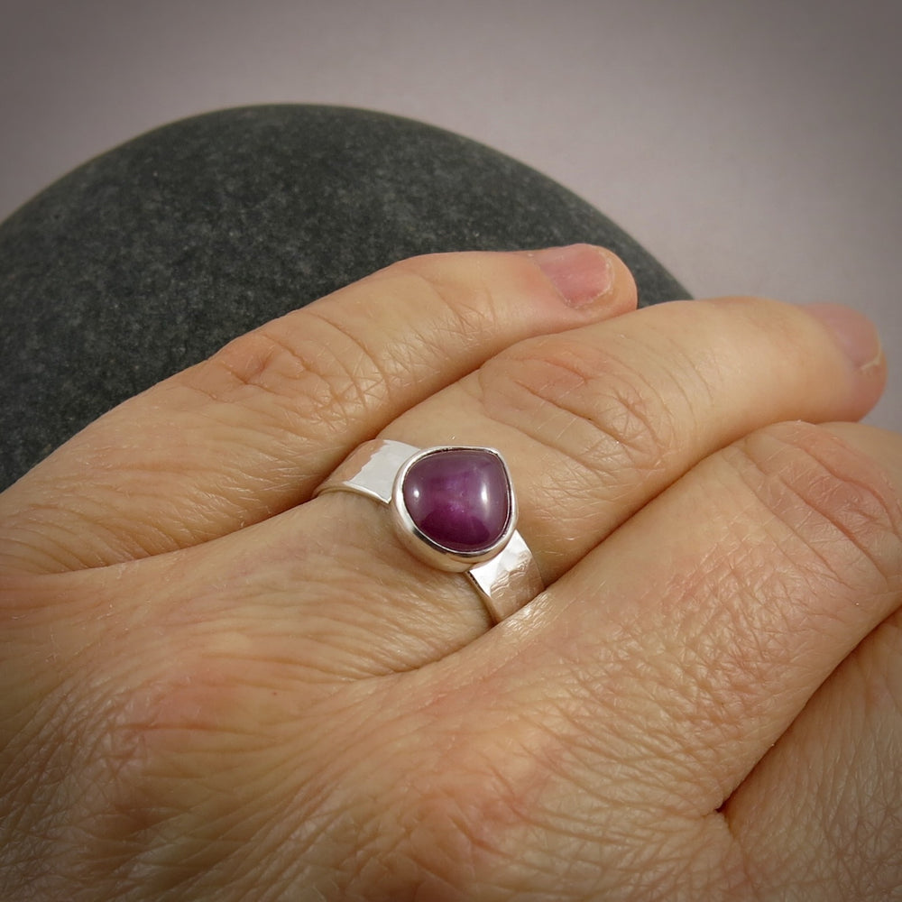 Ruby Teardrop Ring • Sterling Silver • Size 7.5